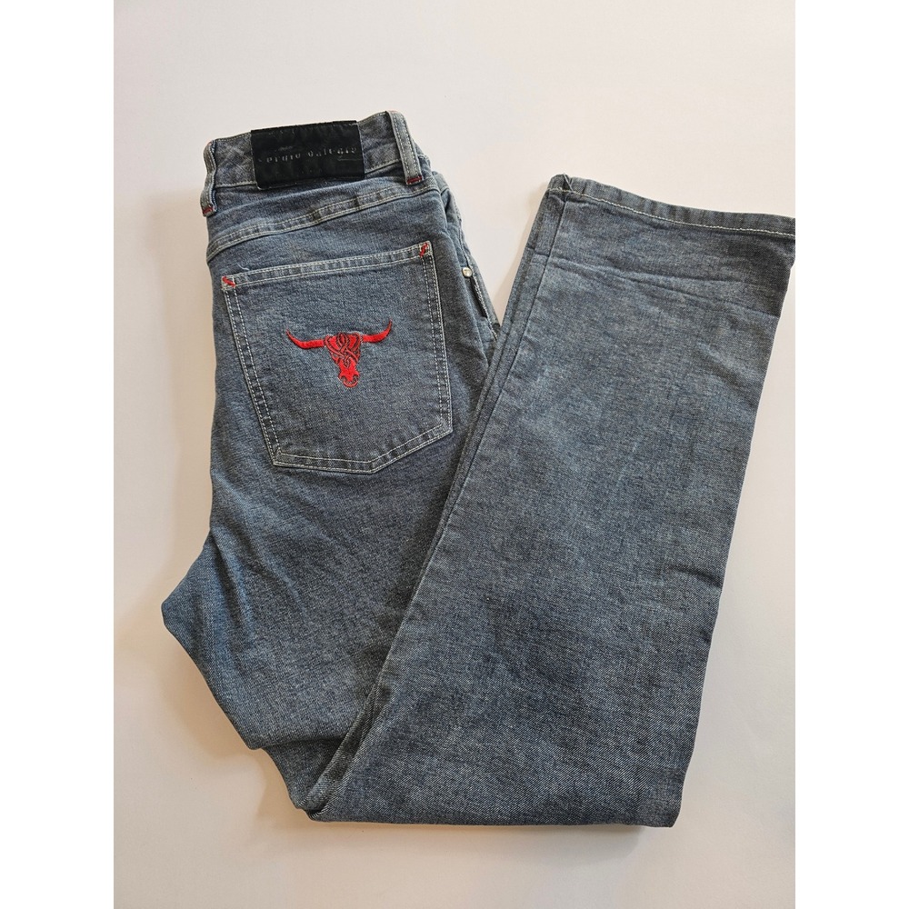 Vintage Sergio Valente Jeans 30 Straight Leg Bull Embroidered Y2K Western Denim - Picture 4 of 7